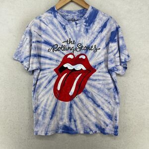 THE ROLLING STONES Shirt Mens M LICENSED Tie Dye Jagger Richards Rock Music Blue